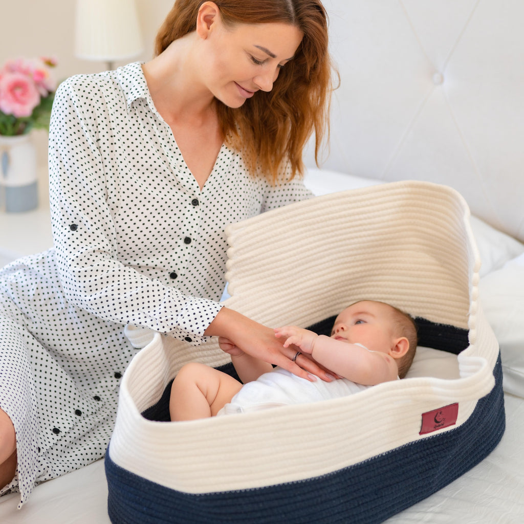Organic Baby Moses Basket & Newborn Nest with Waterproof Pad