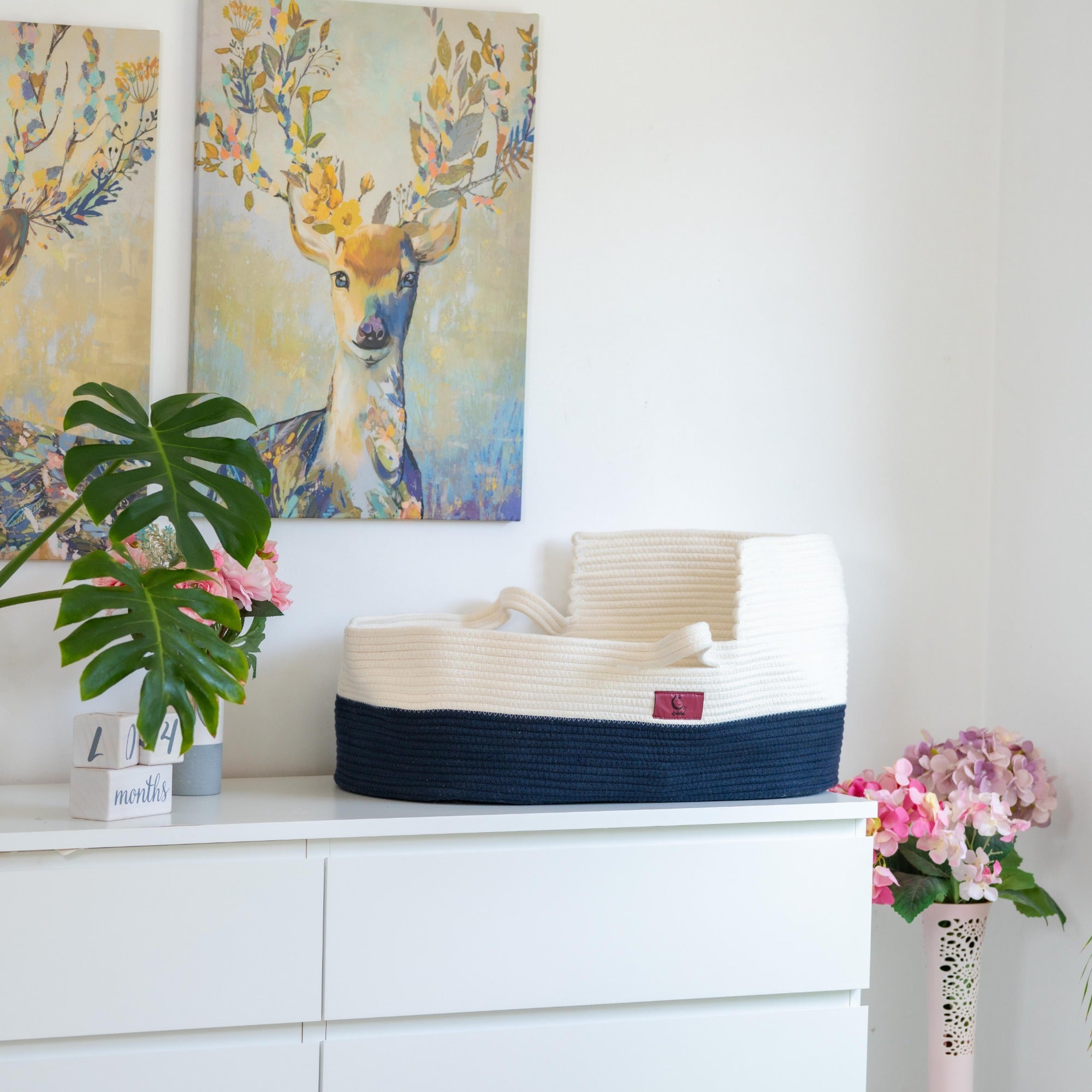 Organic Baby Moses Basket & Newborn Nest with Waterproof Pad