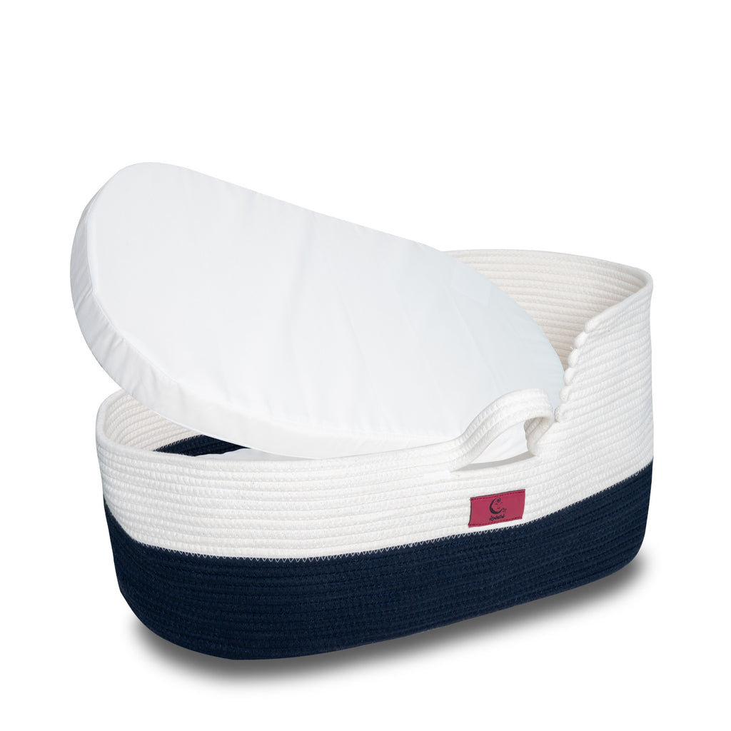 Organic Baby Moses Basket & Newborn Nest with Waterproof Pad