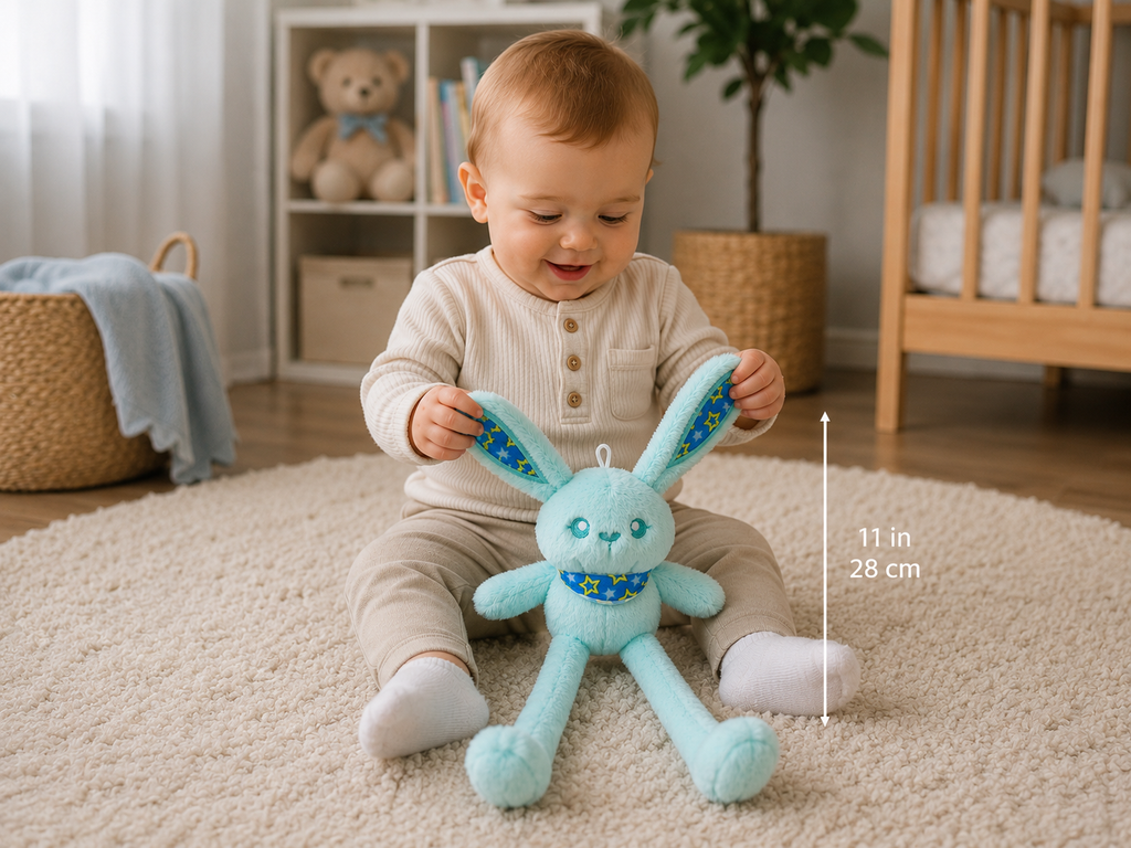 Cute Pink Plush Bunny Toy – Children's Plush with Adjustable Floppy Ears