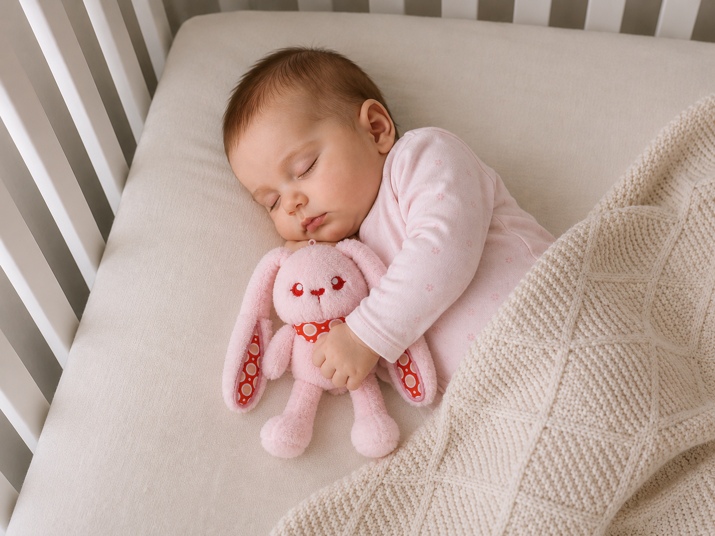 Cute Pink Plush Bunny Toy – Children's Plush with Adjustable Floppy Ears